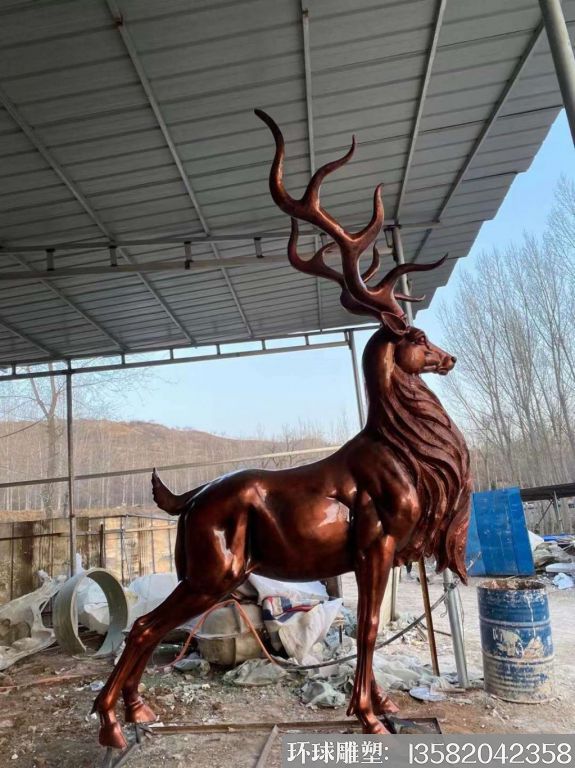 铸铜麋鹿雕塑 动物铜雕塑 厂家定制